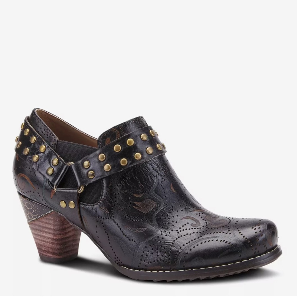 L’Artiste by Spring Step Womens Kacielou Leather Ankle Bootie - black - NEW